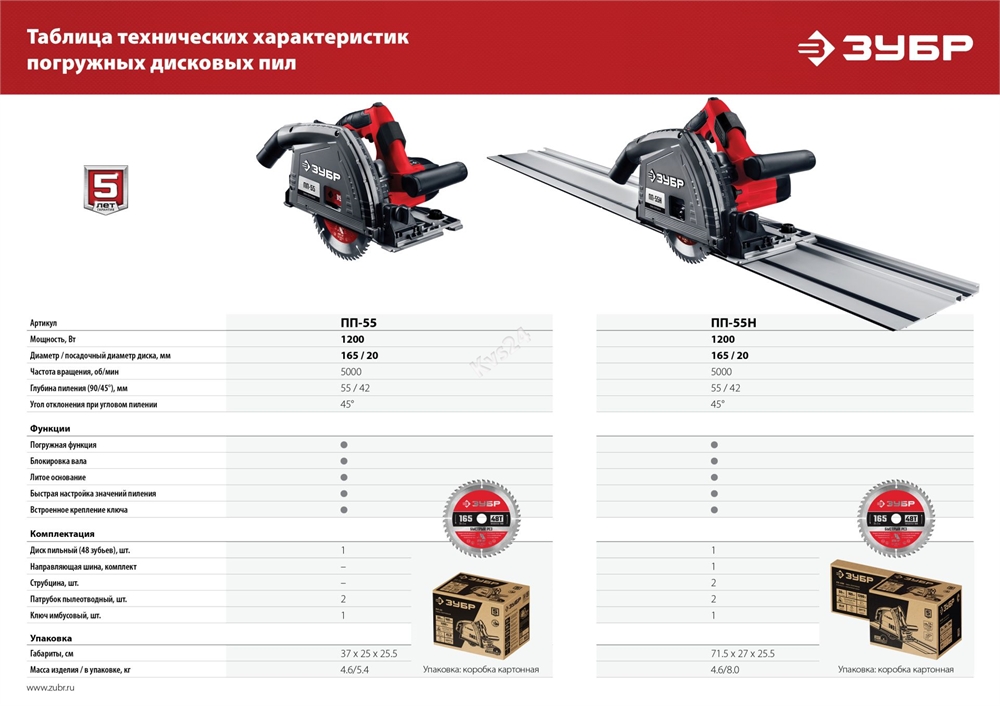 ЗУБР  d 165 мм, 1200 Вт, погружная пила (ПП-55) ПП-55