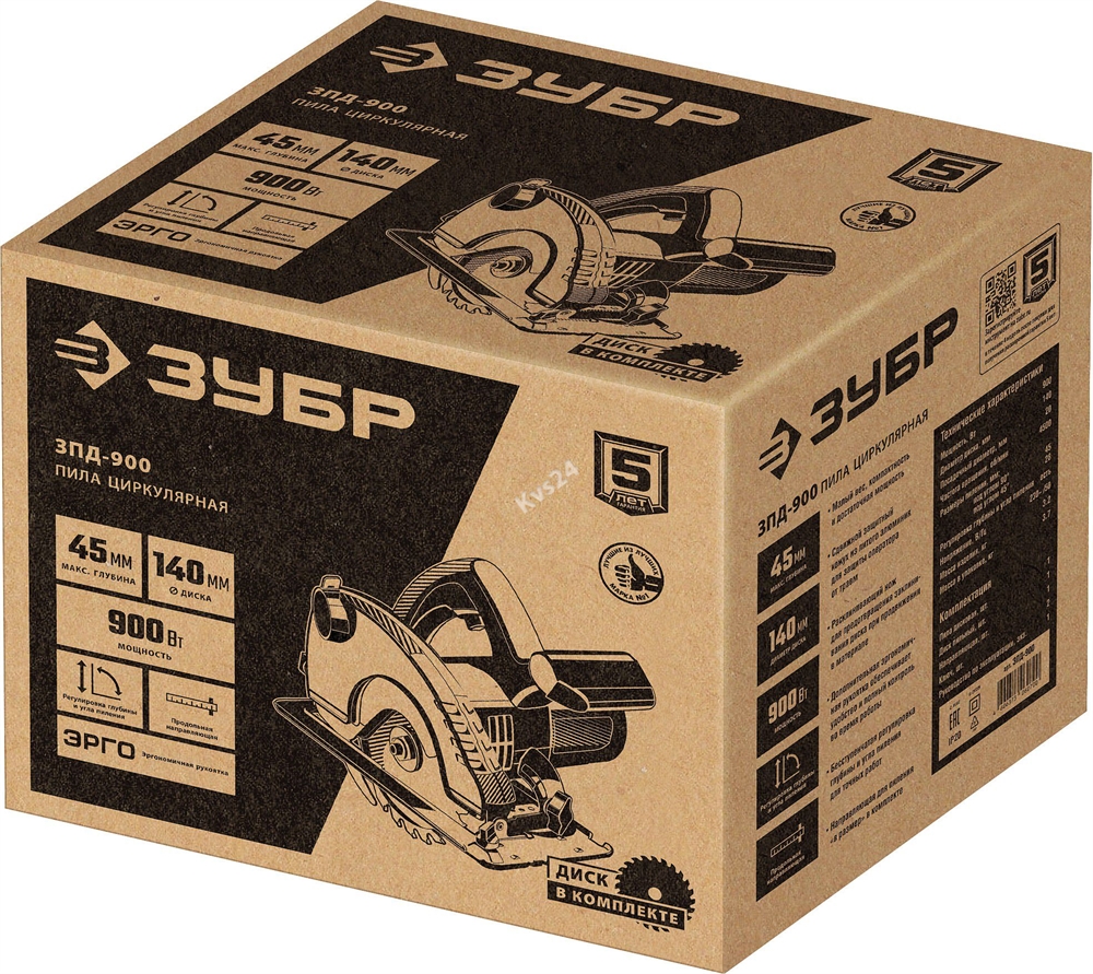 ЗУБР  d 140 мм, 900 Вт, циркулярная пила (дисковая) (ЗПД-900) ЗПД-900
