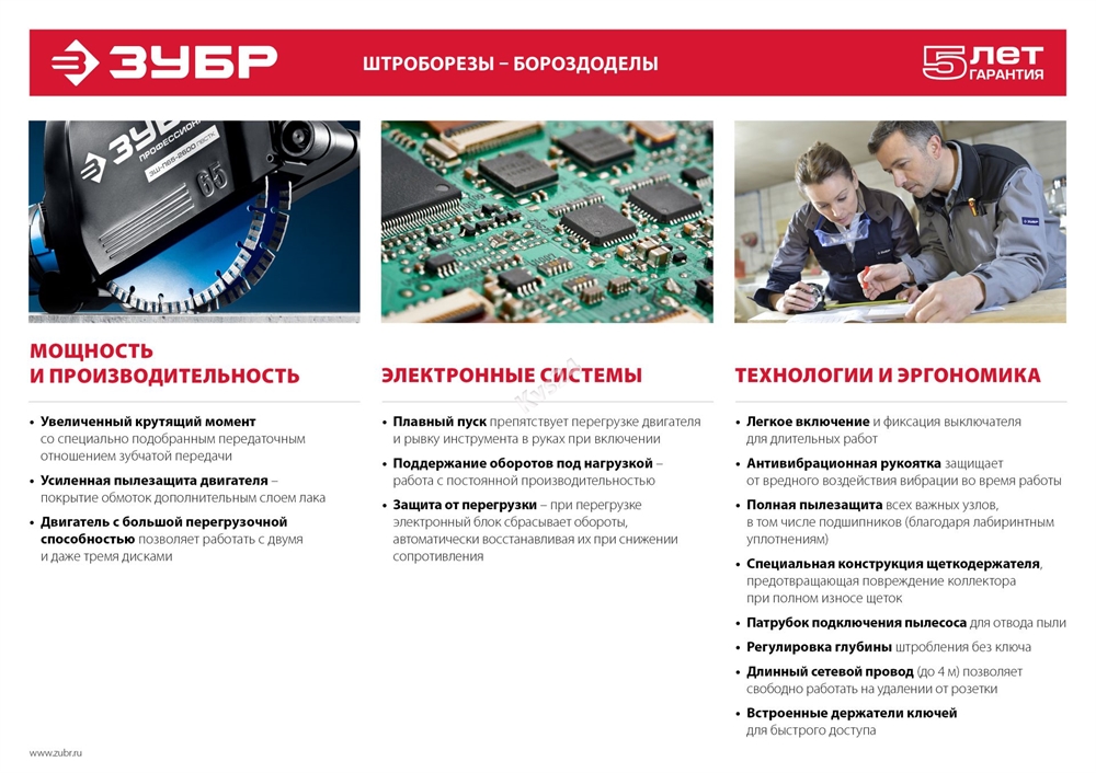 ЗУБР  d 125 мм, 1200 Вт, 30 мм, штроборез (бороздодел) (ЗШ-30-1200 Т) ЗШ-30-1200 Т