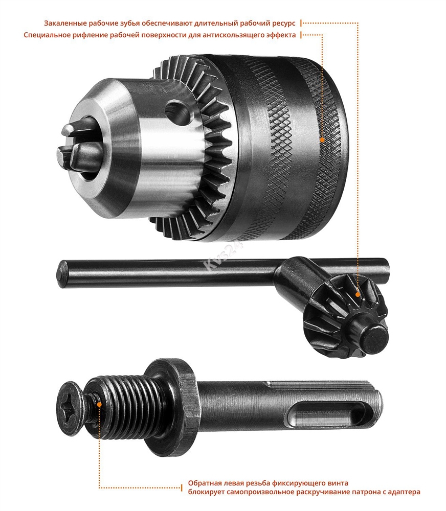 ЗУБР  переходник SDS+, ударный ключевой патрон, набор (29081-H3) 29081-H3