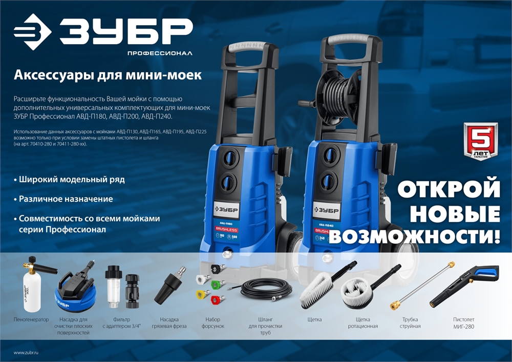 ЗУБР  для пистолета МИГ-280, 12″, насадка для очистки плоских поверхностей (70407-280) 70407-280