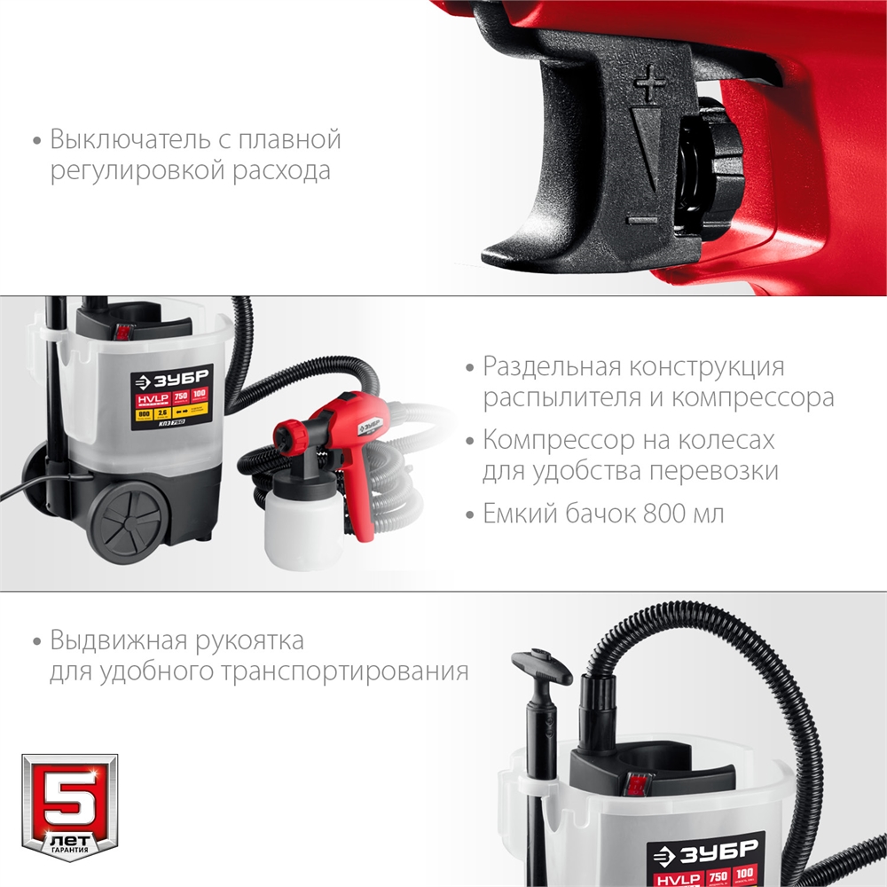 ЗУБР  750 Вт, краскопульт электрический, воздушный (КПЭ-750) КПЭ-750