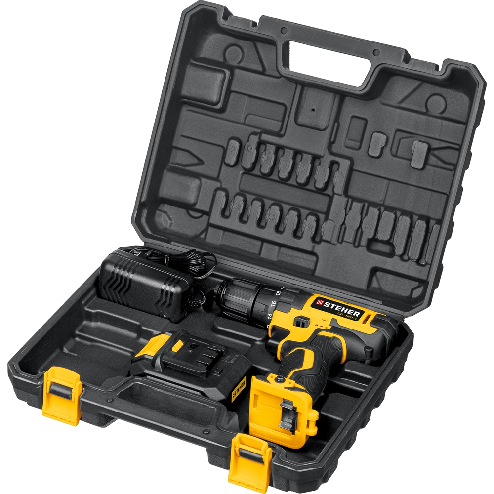 STEHER  16 В, 35 Н·м, 1 АКБ (2 А·ч), дрель-шуруповерт, кейс (CD-160-1) CD-160-1