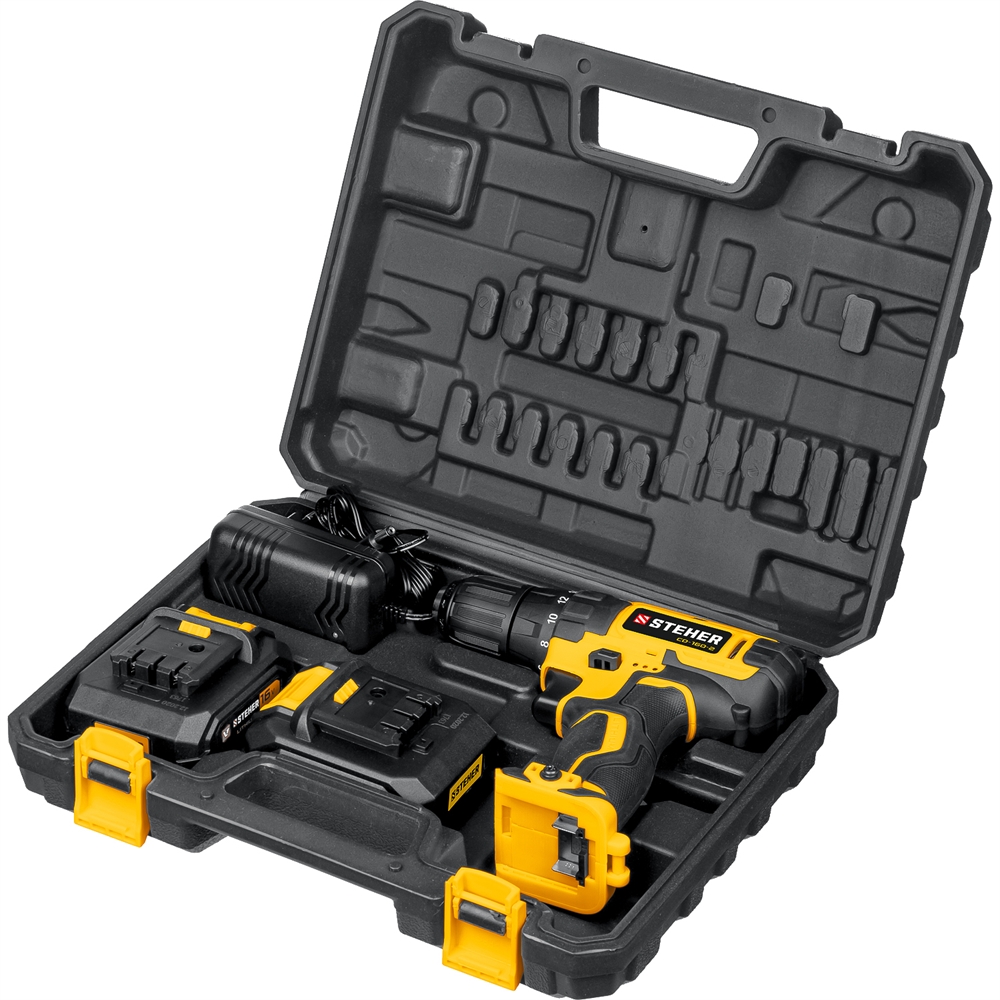 STEHER  16 В, 35 Н·м, 2 АКБ (2 А·ч), дрель-шуруповерт, кейс (CD-160-2) CD-160-2