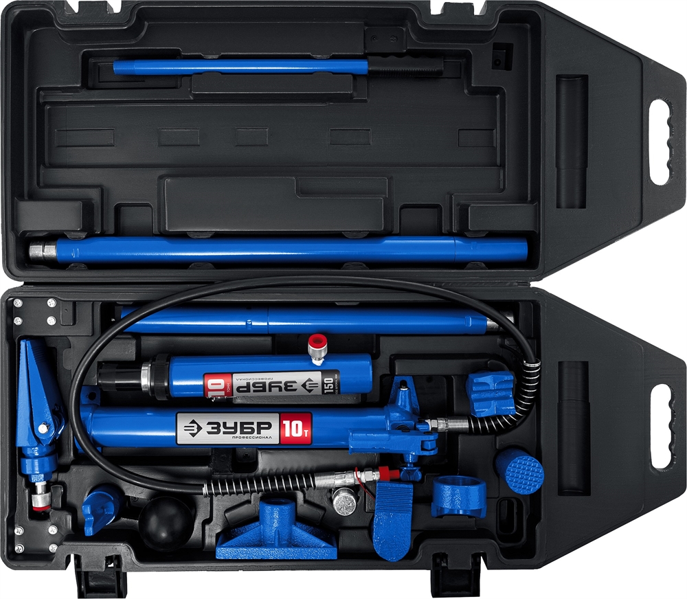 ЗУБР  10 т, гидравлический набор для правки кузова в пластиковом кейсе, Профессионал (43035-10) 43035-10_z01