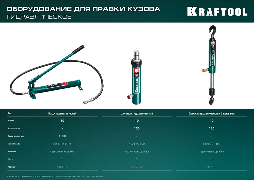KRAFTOOL  10 т, гидравлический цилиндр ЗУБР,  Профессионал 10т 43027-10 (43427-10) 43427-10
