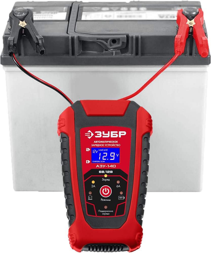 ЗУБР  АЗУ-140, 6/12 В, 6 А, автоматическое зарядное устройство (59310) 59310