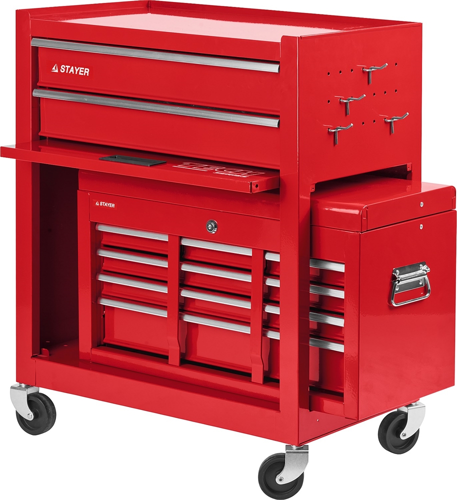STAYER  616 х 330 х 742 мм, комбо, инструментальная тележка с 2 полками + ящик с 7 полками (38909-K) 38909-K