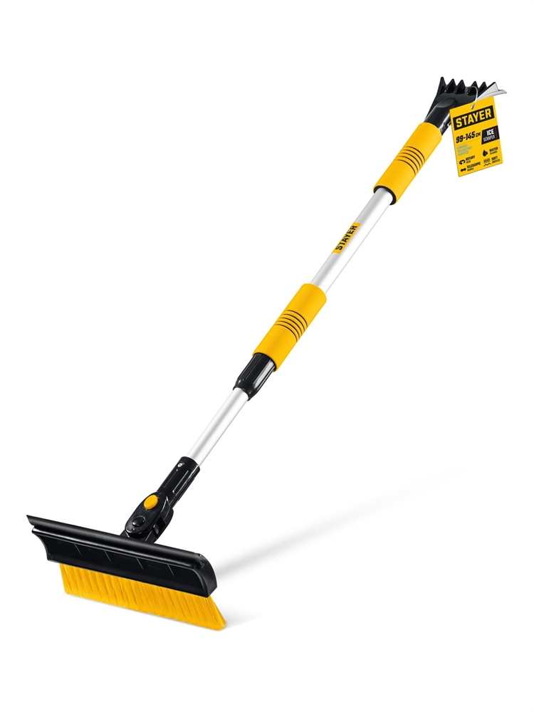 STAYER  980 - 1450 мм, телескопическая со скребком и водосгоном, автомобильная щетка-сметка (61042-145) 61042-145