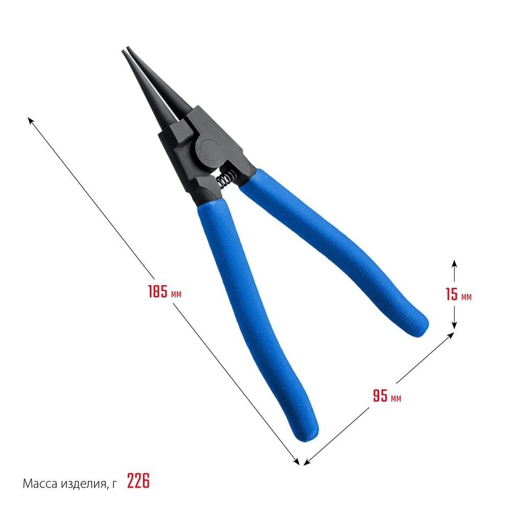 ЗУБР  180 мм, прямые губки, внешний съемник стопорных колец, Профессионал (22821-3) 22821-3