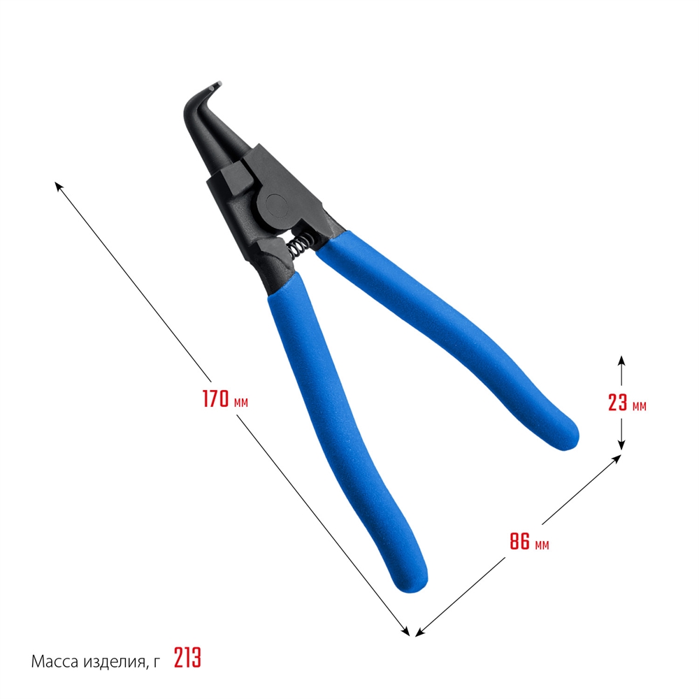 ЗУБР  170 мм, изогнутые губки, внешний съемник стопорных колец, Профессионал (22821-4) 22821-4