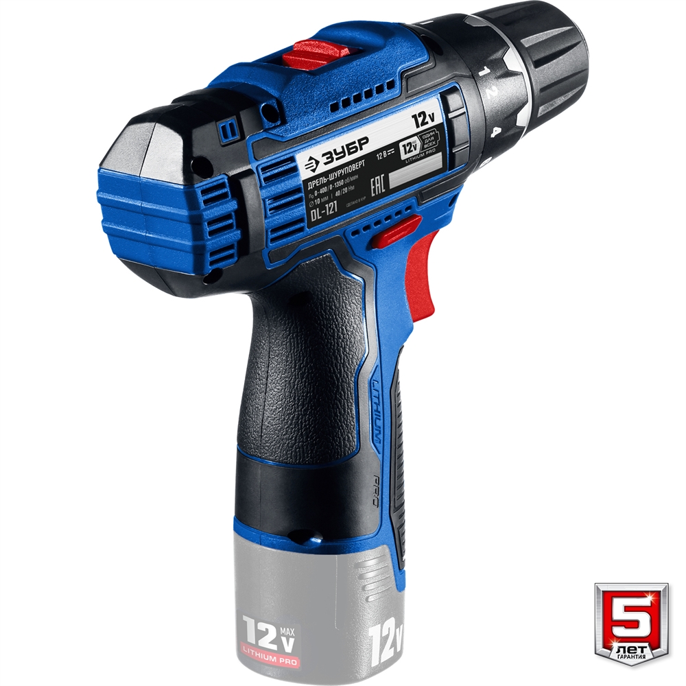 ЗУБР  Т7, 12 В, 40 Н·м, без АКБ, дрель-шуруповерт, Профессионал (DL-121) DL-121