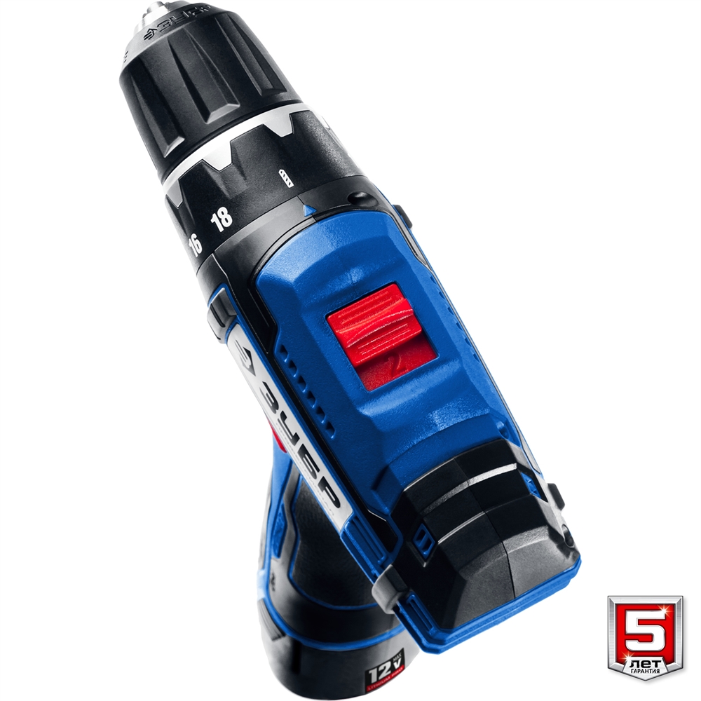 ЗУБР  Т7, 12 В, 40 Н·м, 2 АКБ (2 А·ч), дрель-шуруповерт + LED фонарь, кейс, Профессионал (DL-121-22) DL-121-22F