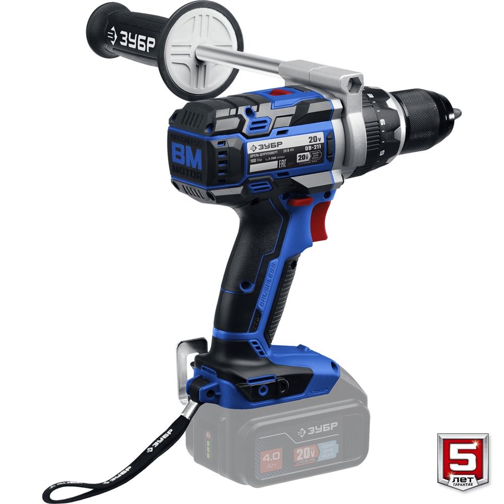 ЗУБР  Т7, 20 В, 100 Н·м, без АКБ, бесщеточная дрель-шуруповерт, Профессионал (DB-211) DB-211