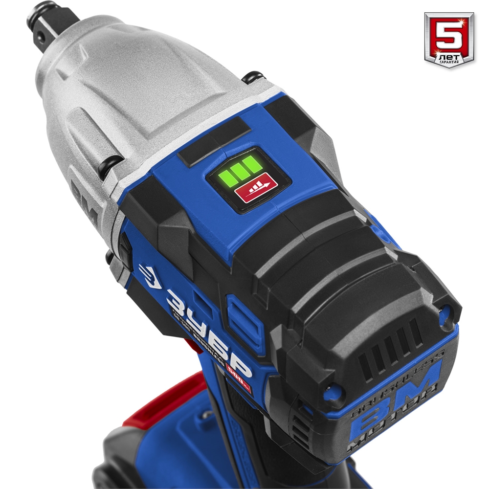 ЗУБР  Т7, 20 В, 500 Н·м, 2 АКБ (4 А·ч), бесщеточный гайковерт, кейс, Профессионал (GB-500-42) GB-500-42