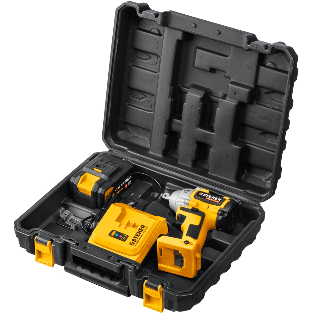 STEHER  V1, 20 В, 300 Н·м, 1 АКБ (4 А·ч), бесщеточный гайковерт, кейс (CWB-300-1) CWB-300-1