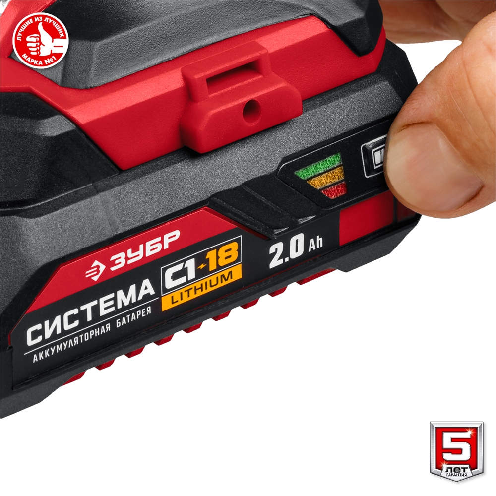 ЗУБР  С1-18, 18 В, 250 Н·м, 2 АКБ (2 А·ч), винтоверт ударный, кейс (ГВЛ-255-22) ГВЛ-255-22