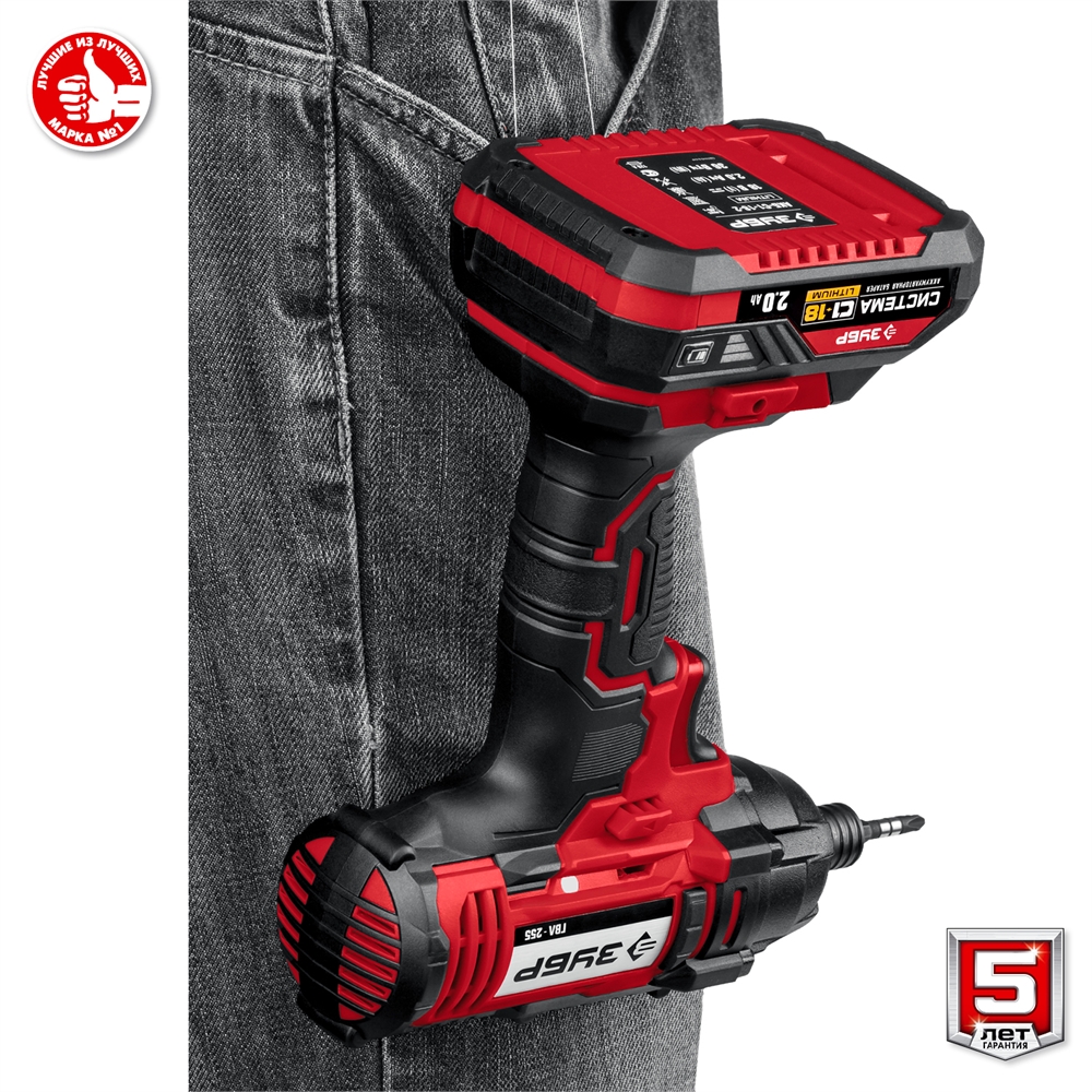 ЗУБР  С1-18, 18 В, 250 Н·м, 2 АКБ (2 А·ч), винтоверт ударный, кейс (ГВЛ-255-22) ГВЛ-255-22