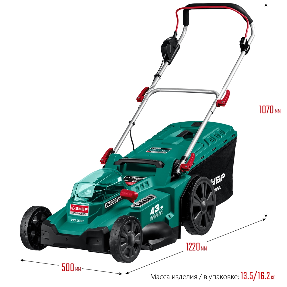 ЗУБР  С1-18, 36 В, 43 см, без АКБ, бесщеточная газонокосилка (ГКЛ-4336) ГКЛ-4336