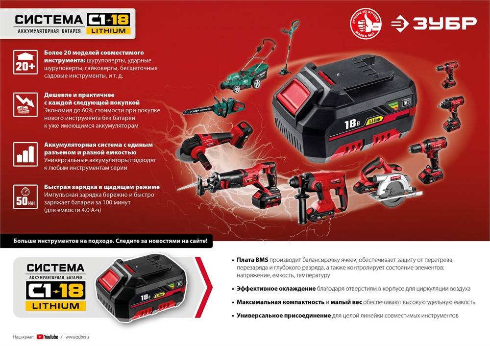 ЗУБР  С1-18, 18 В, 250 Н·м, без АКБ, гайковерт ударный (ГУЛ-255) ГУЛ-255