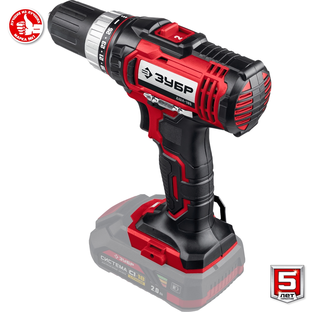 ЗУБР  С1-18, 18 В, 40 Н·м, без АКБ, дрель-шуруповерт (ДШЛ-185) ДШЛ-185