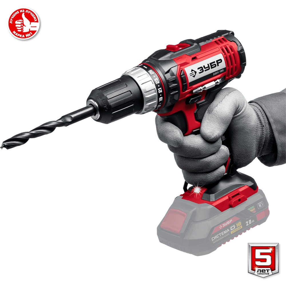 ЗУБР  С1-18, 18 В, 40 Н·м, без АКБ, дрель-шуруповерт (ДШЛ-185) ДШЛ-185