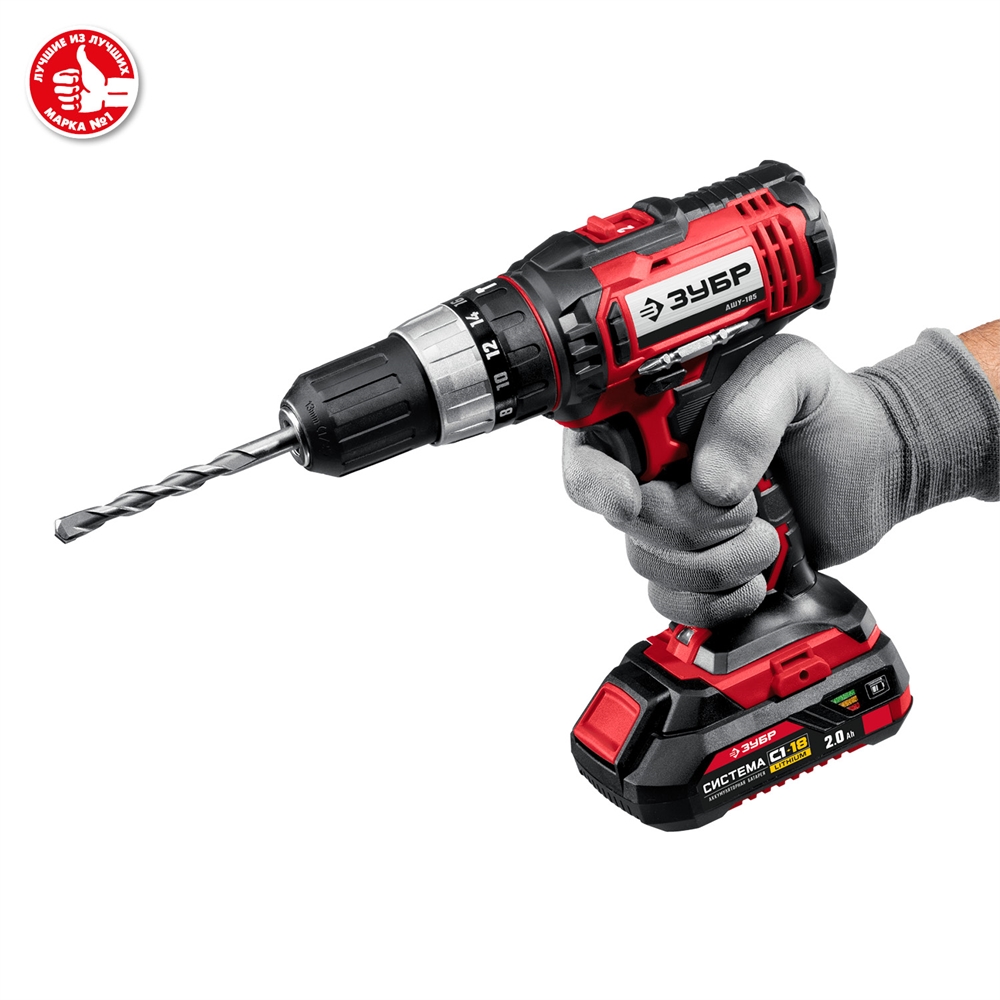 ЗУБР  С1-18, 18 В, 40 Н·м, 2 АКБ (2 А·ч), ударная дрель-шуруповерт, кейс (ДШУ-185-22) ДШУ-185-22