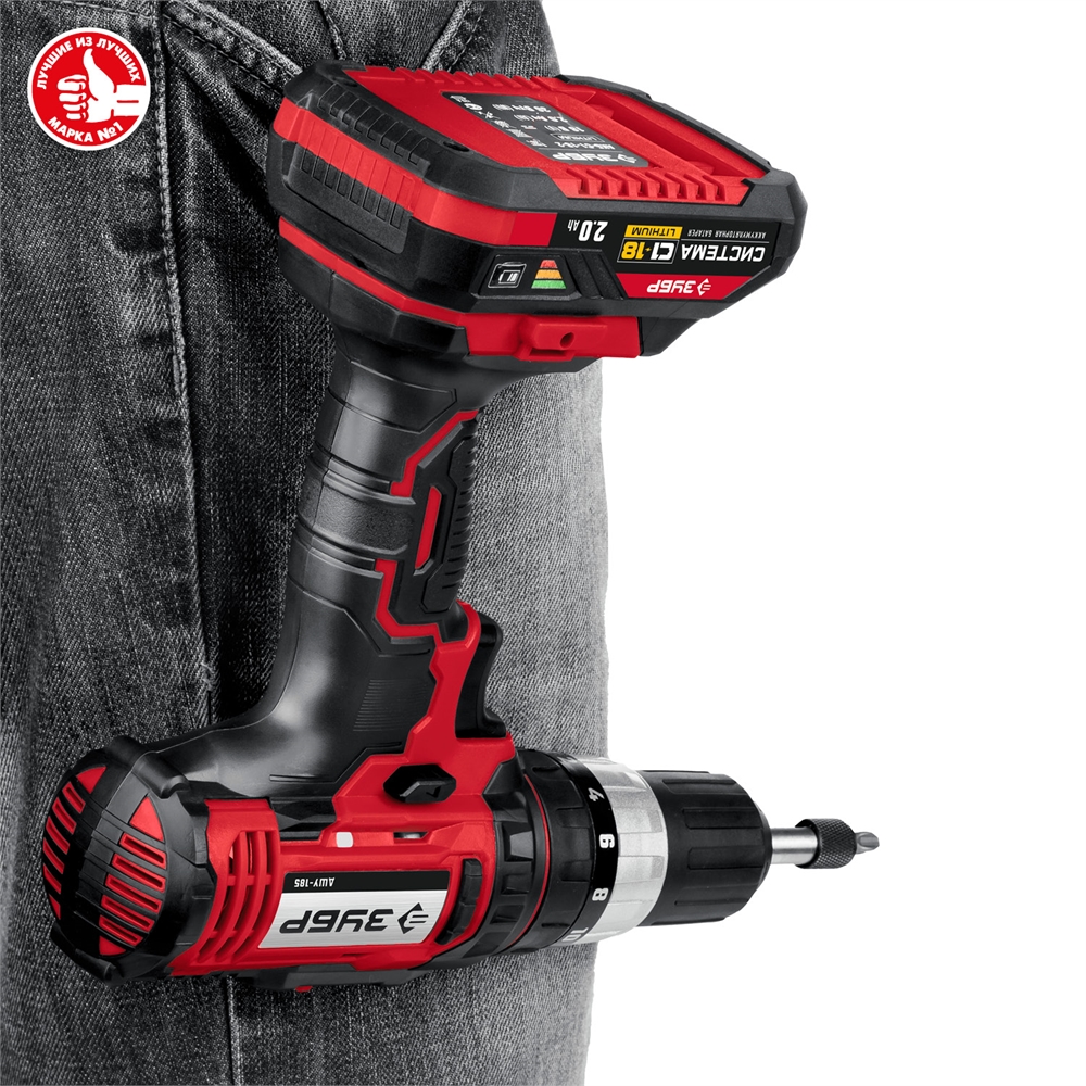 ЗУБР  С1-18, 18 В, 40 Н·м, 2 АКБ (2 А·ч), ударная дрель-шуруповерт, кейс (ДШУ-185-22) ДШУ-185-22