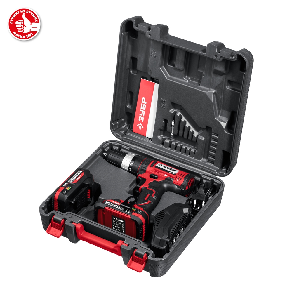 ЗУБР  С1-18, 18 В, 40 Н·м, 2 АКБ (2 А·ч), ударная дрель-шуруповерт, кейс (ДШУ-185-22) ДШУ-185-22