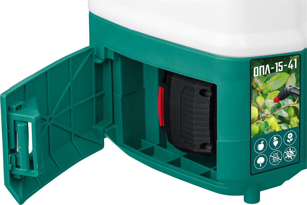 ЗУБР  15 л, 1 АКБ 4 А·ч, аккумуляторный опрыскиватель (ОПЛ-15-41) ОПЛ-15-41