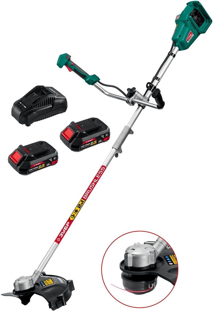 ЗУБР  С1-18, 36 В, 35/25.5 см, 2х18 В АКБ (2 А·ч), бесщеточный триммер (ТАБ-365-22) ТАБ-365-22