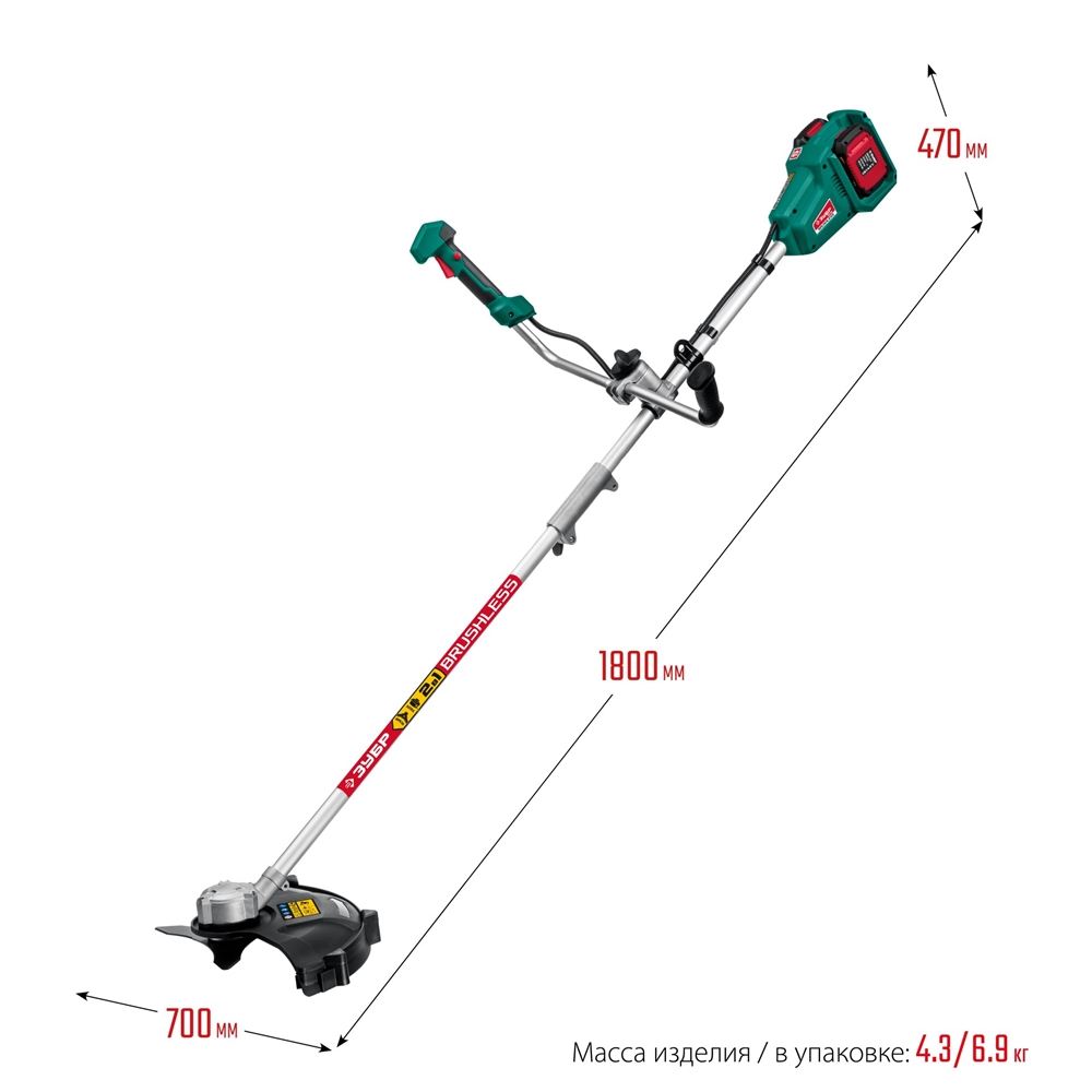 ЗУБР  С1-18, 36 В, 35/25.5 см, 2х18 В АКБ (2 А·ч), бесщеточный триммер (ТАБ-365-22) ТАБ-365-22