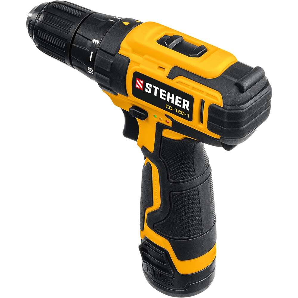STEHER  12 В, 30 Н·м, 1 АКБ (2 А·ч), дрель-шуруповерт, кейс (CD-120-1) CD-120-1