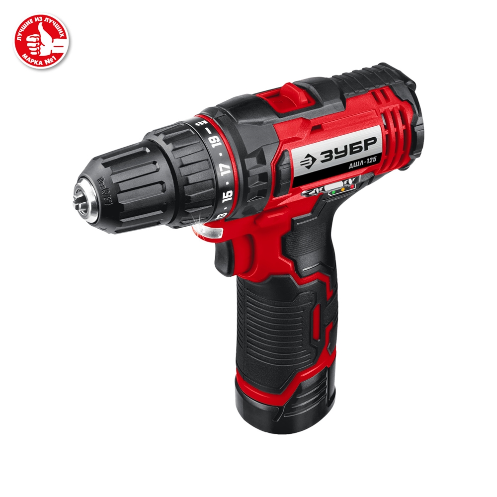 ЗУБР  С1-12, 12 В, 30 Н·м, 2 АКБ (2 А·ч), дрель-шуруповерт, кейс (ДШЛ-125-22) ДШЛ-125-22