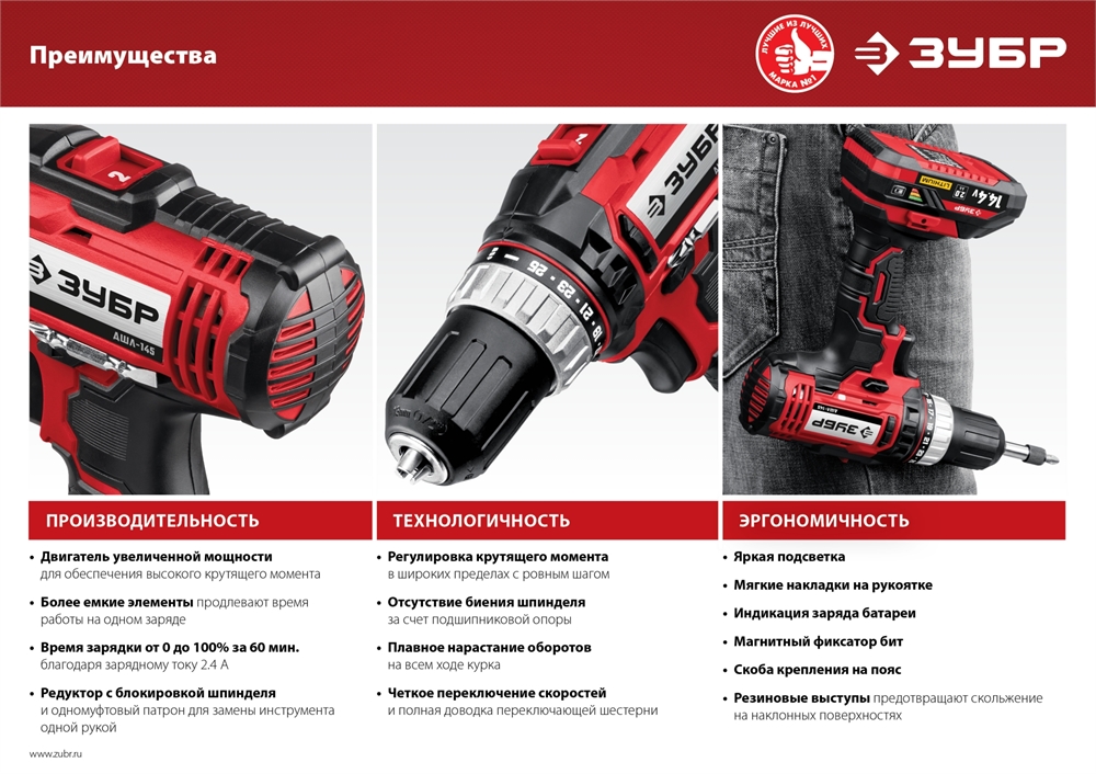 ЗУБР  С1, 14.4 В, 35 Н·м, 2 АКБ (2 А·ч), дрель-шуруповерт, кейс (ДШЛ-145-22) ДШЛ-145-22