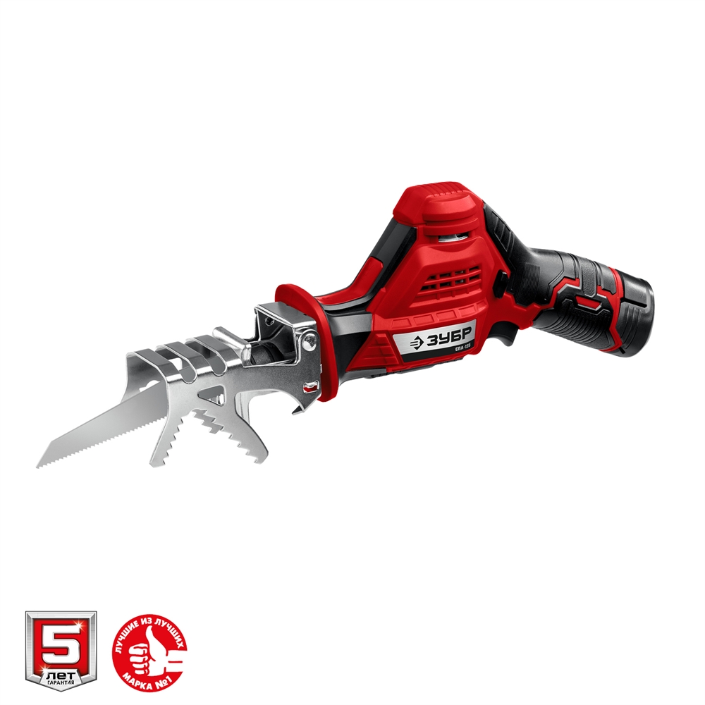 ЗУБР  С1-12, 12 В, 80 мм, 2 АКБ (2 А·ч), сабельная пила (СПЛ-125-22) СПЛ-125-22