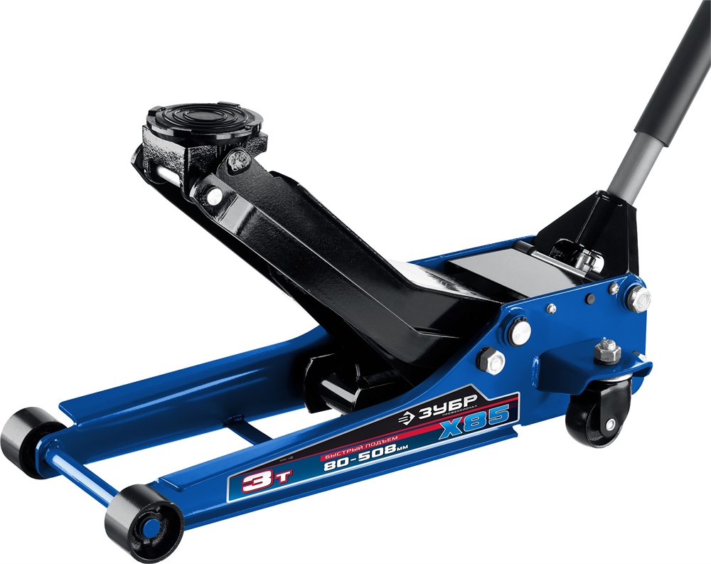 ЗУБР  X85, 3 т, 80 - 508 мм, универсальный гидравлический подкатной домкрат для СТО, Профессионал (43051-3) 43051-3_z02