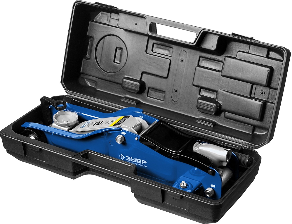 ЗУБР  Т-35, 2 т, 85 - 330 мм, подкатной домкрат с низким подхватом в кейсе, Профессионал (43056-2-K) 43056-2-K