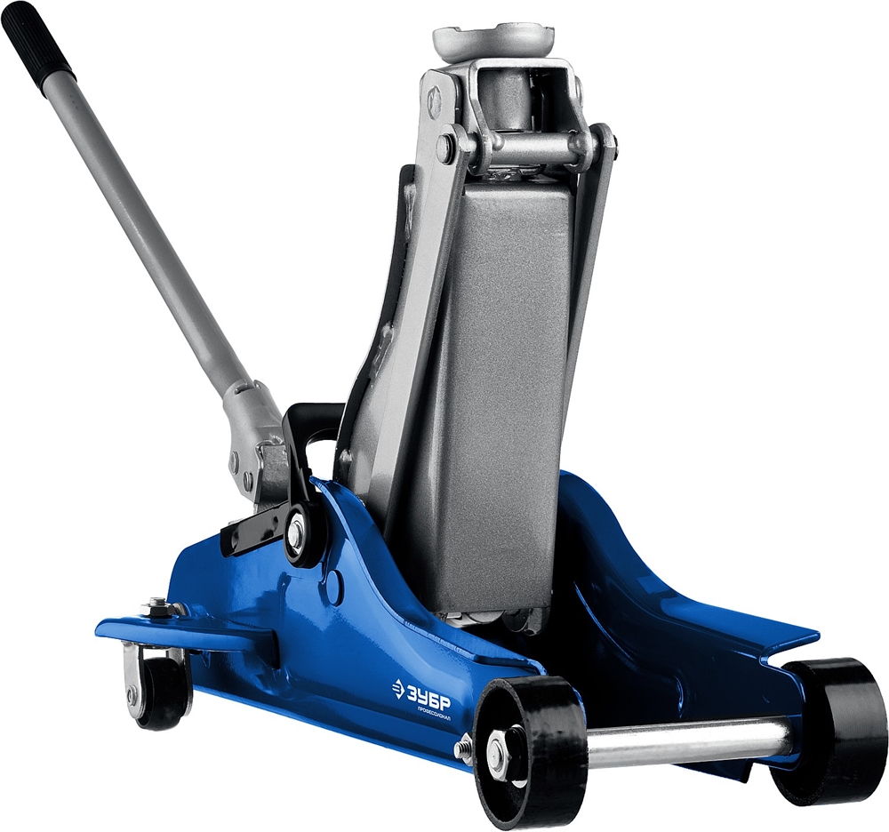 ЗУБР  Т-65, 2.5 т, 90 - 360 мм, подкатной домкрат с низким подхватом и поворотной ручкой в кейсе, Профессионал (43057-2.5-K) 43057-2.5-K