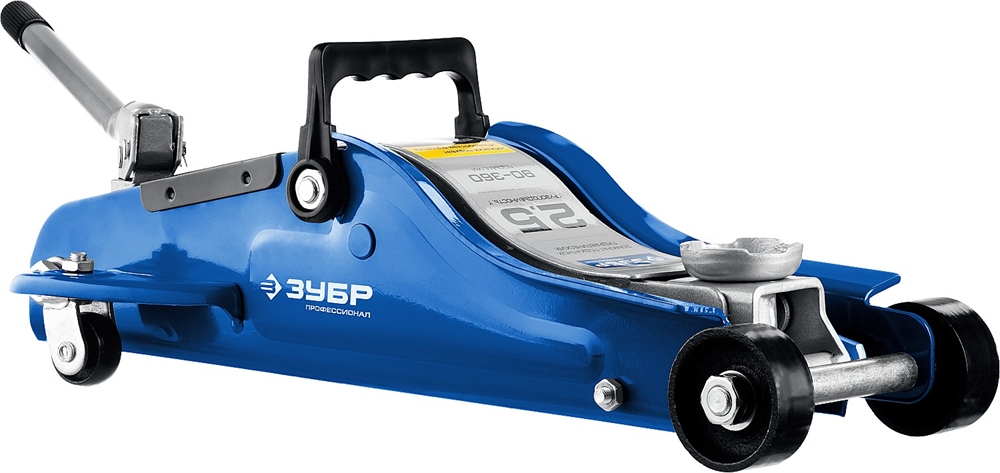 ЗУБР  Т-65, 2.5 т, 90 - 360 мм, подкатной домкрат с низким подхватом и поворотной ручкой в кейсе, Профессионал (43057-2.5-K) 43057-2.5-K