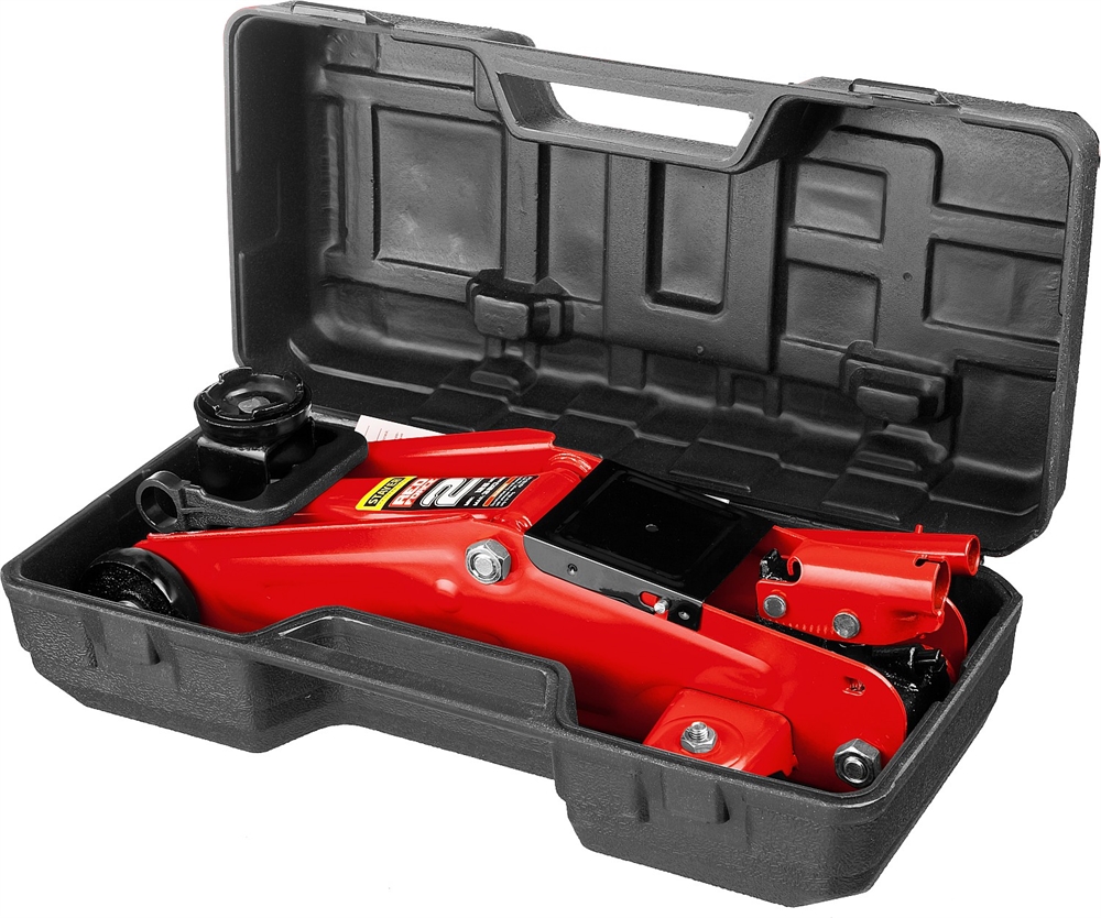 STAYER  R-22 RED FORCE, в кейсе, 2 т, 125 - 320 мм, подкатной домкрат для легковых а/м, Professional (43152-2-K) 43152-2-K