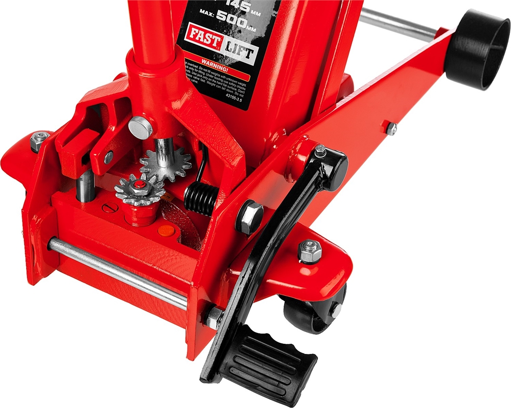 STAYER  F-35 RED FORCE, 3.5 т, 145 - 500 мм, подкатной домкрат с быстрым и высоким подъемом для СТО, Professional (43155-3.5) 43155-3.5