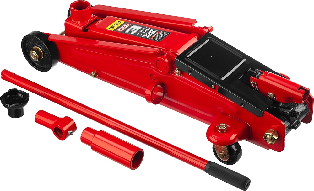 STAYER  R-55 RED FORCE, 3 т, 155 - 545 мм, подкатной домкрат с высоким подъемом, Professional (43157-3) 43157-3
