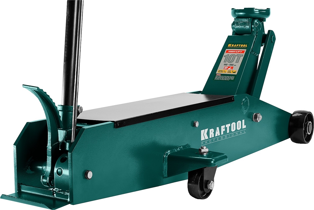 KRAFTOOL  HIGH-LIFT, 10 т, 160 - 560 мм, для тяжелой техники, подкатной домкрат (43455-10) 43455-10