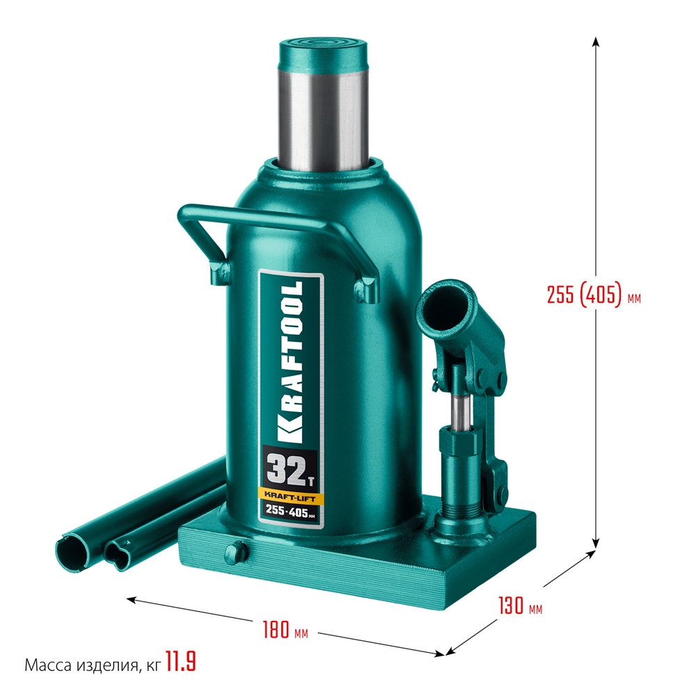 KRAFTOOL  KRAFT-LIFT, 32 т, 255 - 405 мм, бутылочный гидравлический домкрат (43462-32) 43462-32_z01