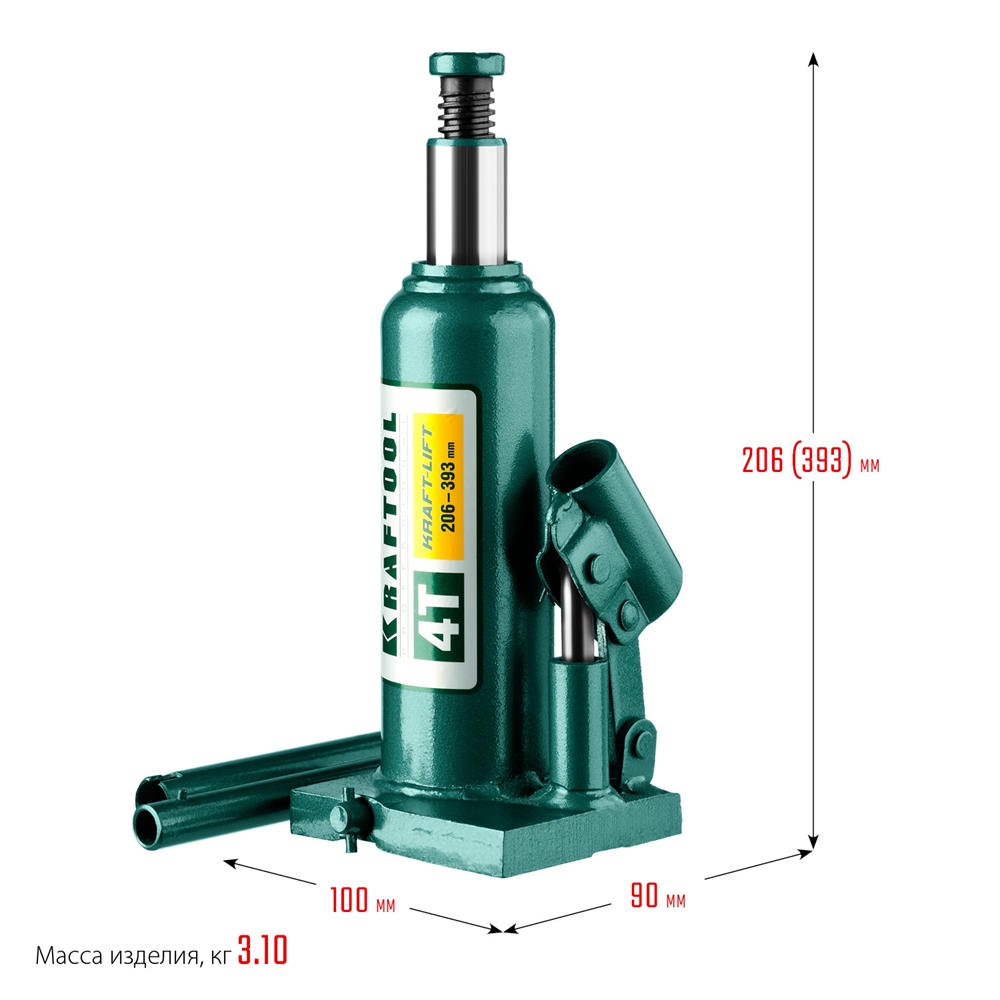 KRAFTOOL  KRAFT-LIFT, 4 т, 194 - 372 мм, бутылочный гидравлический домкрат (43462-4) 43462-4_z01