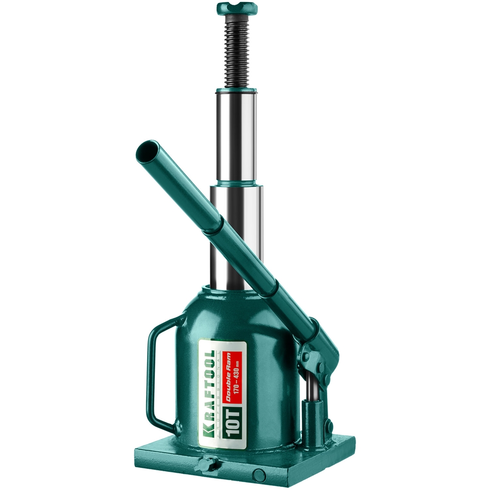 KRAFTOOL  DOUBLE RAM, 10 т, 170 - 430 мм, с увеличенным подъемом, двухштоковый бутылочный домкрат  (43463-10) 43463-10
