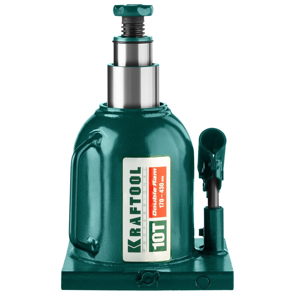 KRAFTOOL  DOUBLE RAM, 10 т, 170 - 430 мм, с увеличенным подъемом, двухштоковый бутылочный домкрат  (43463-10) 43463-10