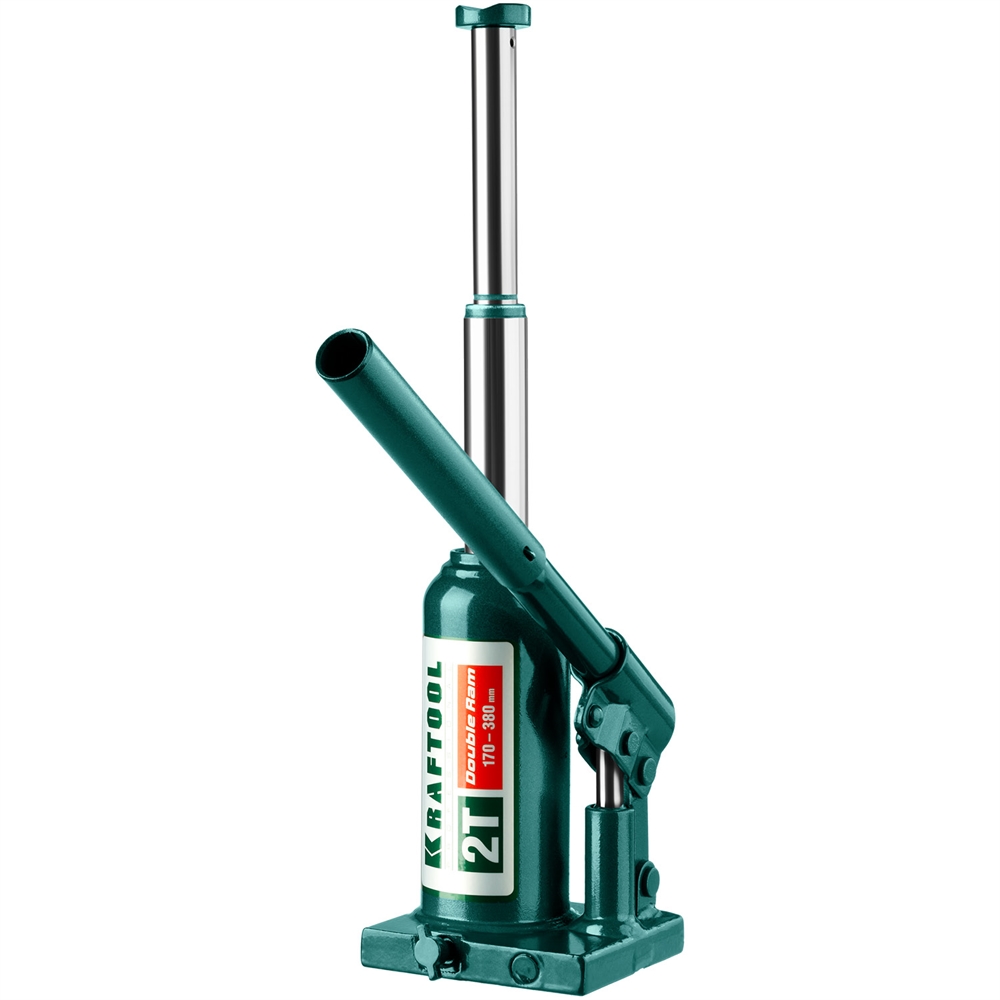 KRAFTOOL  DOUBLE RAM, 2 т, 170 - 380 мм, с увеличенным подъемом, двухштоковый бутылочный домкрат  (43463-2) 43463-2