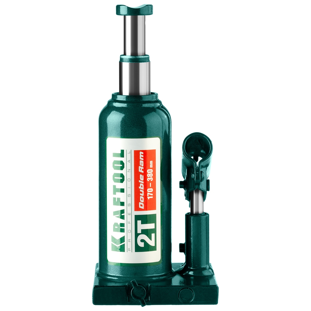 KRAFTOOL  DOUBLE RAM, 2 т, 170 - 380 мм, с увеличенным подъемом, двухштоковый бутылочный домкрат  (43463-2) 43463-2